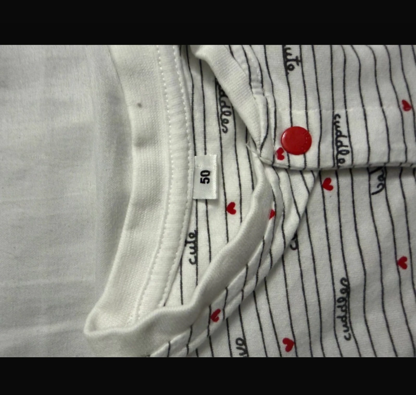 Baby pajamas 1 month / 50 cm - white striped with hearts – photo 2